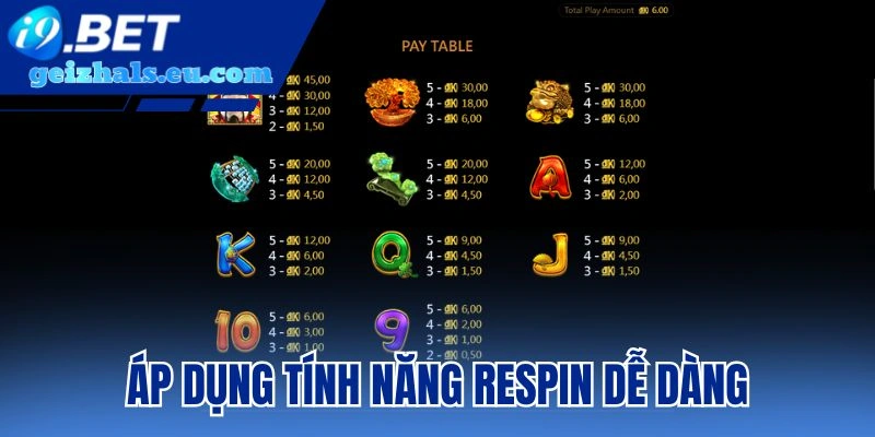Áp dụng tính năng Respin dễ dàng