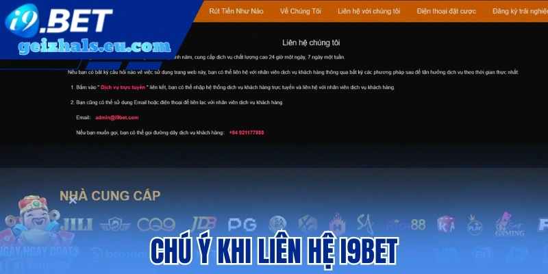 Chú ý khi Liên Hệ I9bet