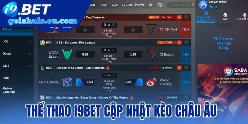 Thể thao I9bet cập nhật kèo châu Âu Thể thao I9bet cập nhật kèo châu Âu